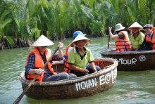Tourism boat in nipa wetland in Cam Thanh