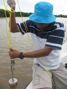 Testing water quality in Panama lagoon 