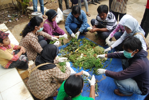 Women beneficiaries were trained for sorting organic waste into compost at Jakarta project site