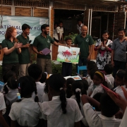 One of the child artists being honored at the International Day for Biodiversity celebration in Dhaka