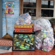 Household recyclable waste, sorted and ready for collection