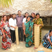 Sundarban women turned entrepreneurs by selling reed mats pose for a picture in Shyamnagar, Bangladesh. 