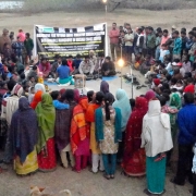 Crowds gather to watch the nukkad natak