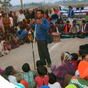 Crowds gather to watch the nukkad natak