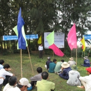 Prof. Mai Sy Tuan training local people on mangrove planting techniques