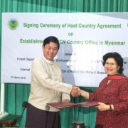 Dr Nyi Nyi Kyaw, Director General of the Forest Department and Ms Aban Marker Kabraji, Regional Director of IUCN Asia