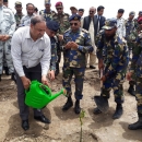 Mahmood Akhtar Cheema, IUCN Pakistan Country Representative, plants a mangrove