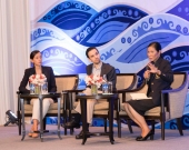 Left to right: Kateryna Wowk, Ryan Whisnant and Kobkarn Suriyasat Wattanavrangkul at Topical Plenary 2: The Blue Economy 