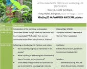 Session Flyer on Women and Environment at Asia-Pacific CSO Forum on Beijing+20