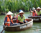 Tourism boat in nipa wetland in Cam Thanh