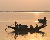 Fishing at sunset in the Sundarbans