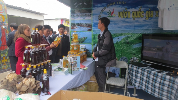 Brand-name product booth in Xuan Thuy National Park
