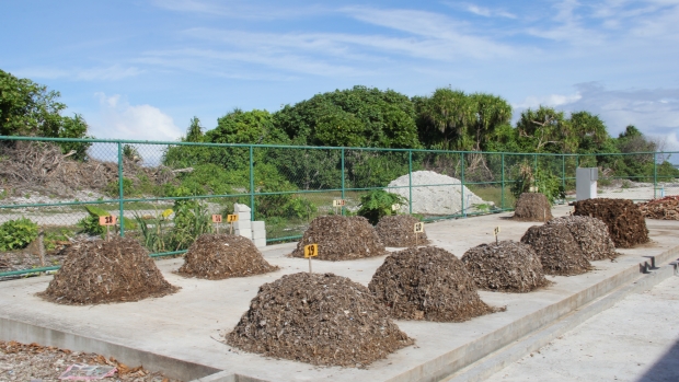 Compost piles in Faresmathoda Waste Management Centre 