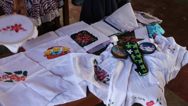 Fabric paintings and handicrafts produced by fisher women in Naguleliya   