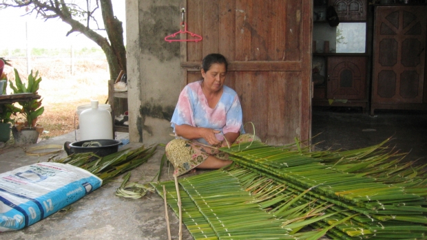 Woman preparing nypa 