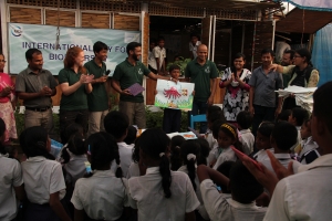 One of the child artists being honored at the International Day for Biodiversity celebration in Dhaka