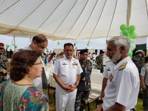 IUCN Asia Regional Director, Aban Marker Kabraji, speaks with Admiral Zakaullah