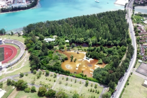 Aerial view of Roche Caiman Sanctuary