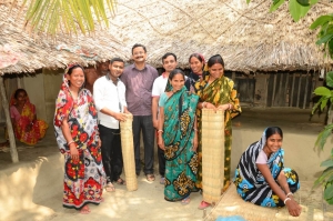 Sundarban women turned entrepreneurs by selling reed mats pose for a picture in Shyamnagar, Bangladesh. 