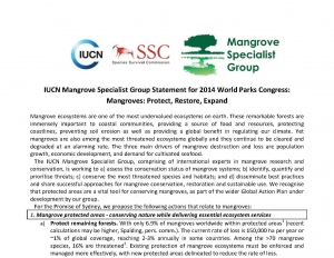 Page from IUCN Mangrove Specialist Group Statement at WPC