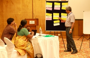 Potential grantees work at developing their concept notes into proposals at the PCM workshop