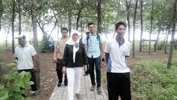 Mintaragen mangrove monitoring in Tegal pictured with Tim LPPSP and mangrove watch group